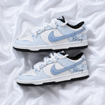 Custom Nike Dunk Powder Blue Shiny Star Trainers product image