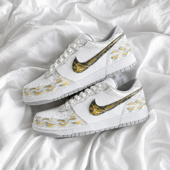 Custom Nike Dunk White Gold Frost Paisley Trainers product image