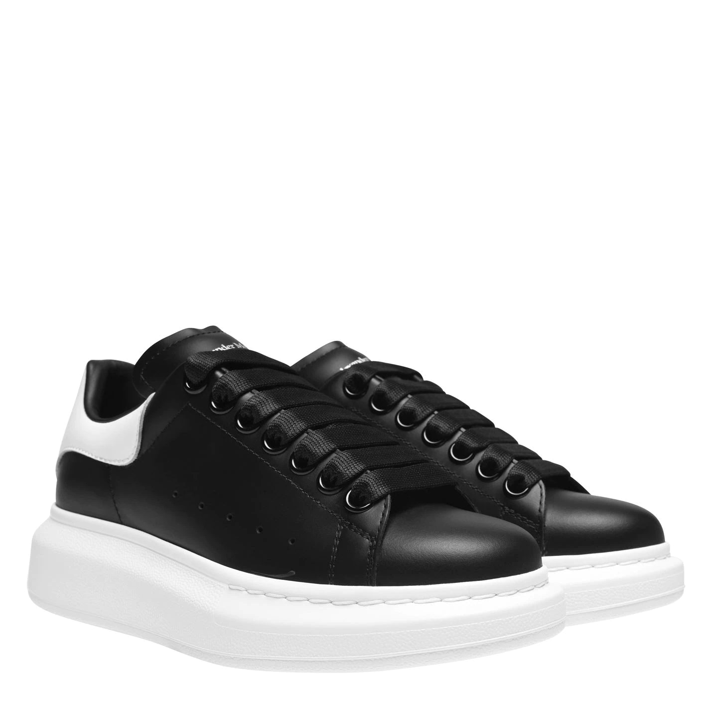 Double Boxed  419.99 Alexander McQueen Oversized Black White Tab Women's Double Boxed