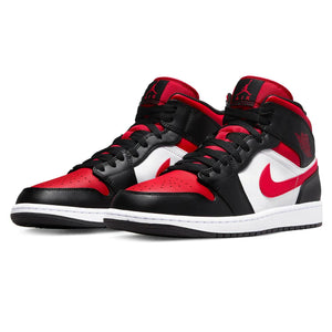 Double Boxed  144.99 Nike Air Jordan 1 Mid Fire Red Bred Toe White Double Boxed