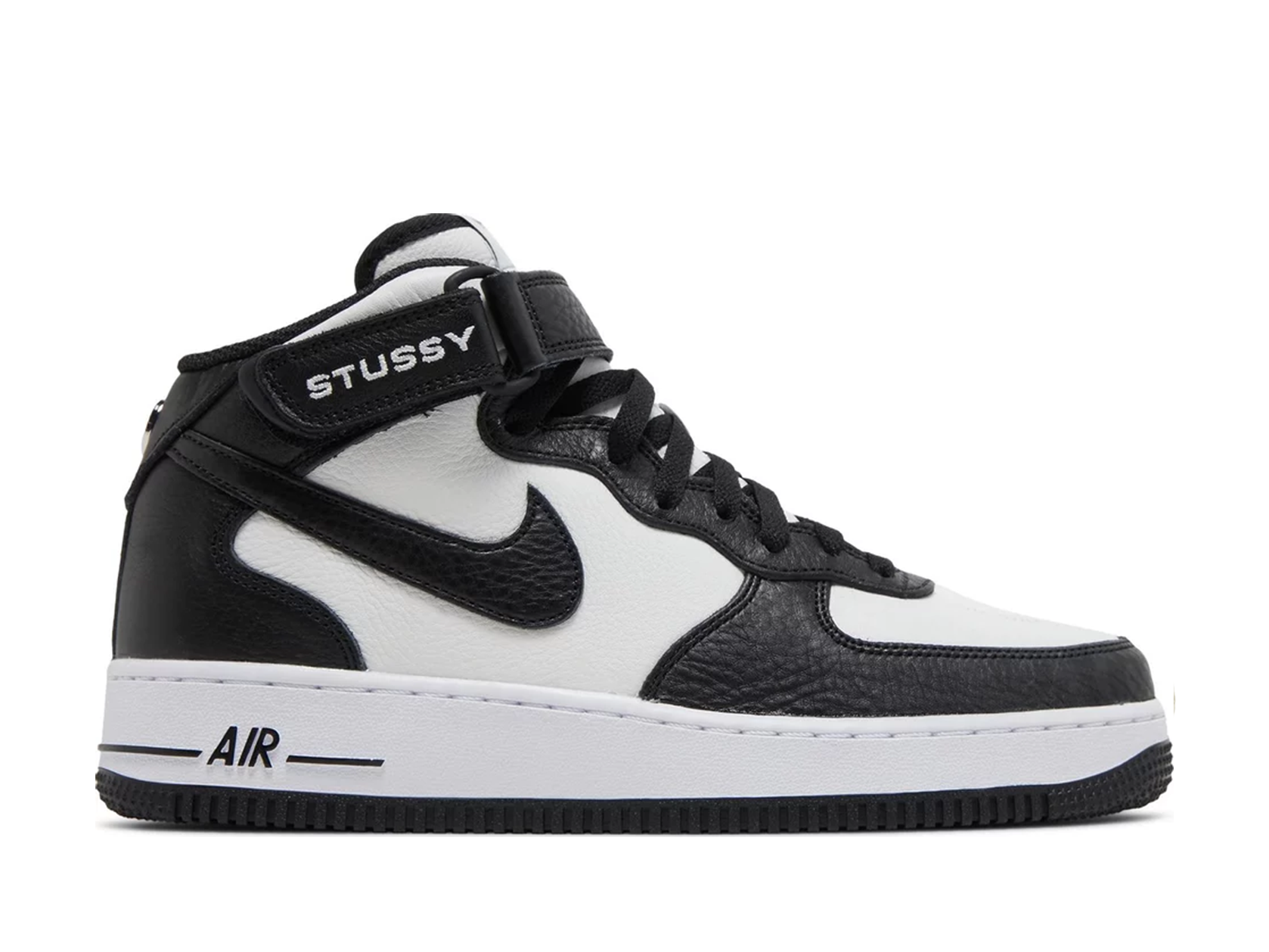 Double Boxed  224.99 Stussy x Nike Air Force 1 Mid Light Bone Black Double Boxed