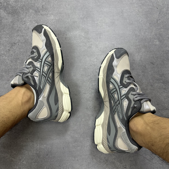 ASICS Gel-NYC Oatmeal Obsidian Grey - Double on-foot view (2026-10-10)