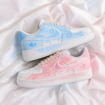 Custom Air Force 1 Pastel Sky Blush Heart Trainers product image