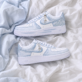 Custom Air Force 1 Powder Blue Frost Leaf Trainers product image