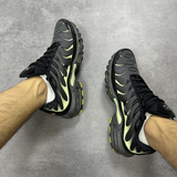Nike Air Max Plus Iron Gray Light Liquid Lime Black - Double on-foot view (2026-10-10)