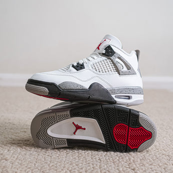 AJ4 “White Cement” 2025 GS — Cement Grey speckled wing/heel detail