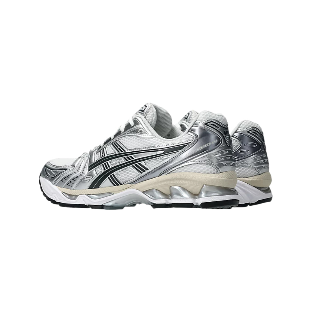 ASICS GEL-KAYANO 14 White/Graphite Grey – angled profile