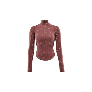 Nike Sportswear Collection Women's Slim 1/2-Zip Long-Sleeve Logo Top Red Sepia/Light Orewood Brown/Red Sepia (FV7821-218) - Double Boxed product view 1