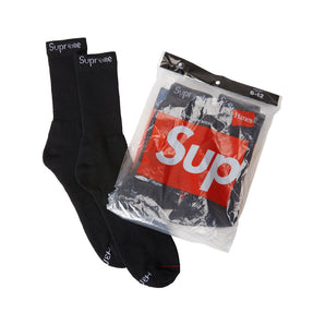 Supreme X Hanes Crew Socks 4 Pack Black 99Haa26 Black