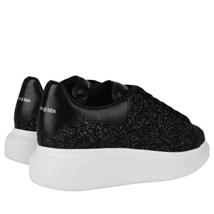 Double Boxed  419.99 Alexander McQueen Oversized Black Glitter Women's Double Boxed