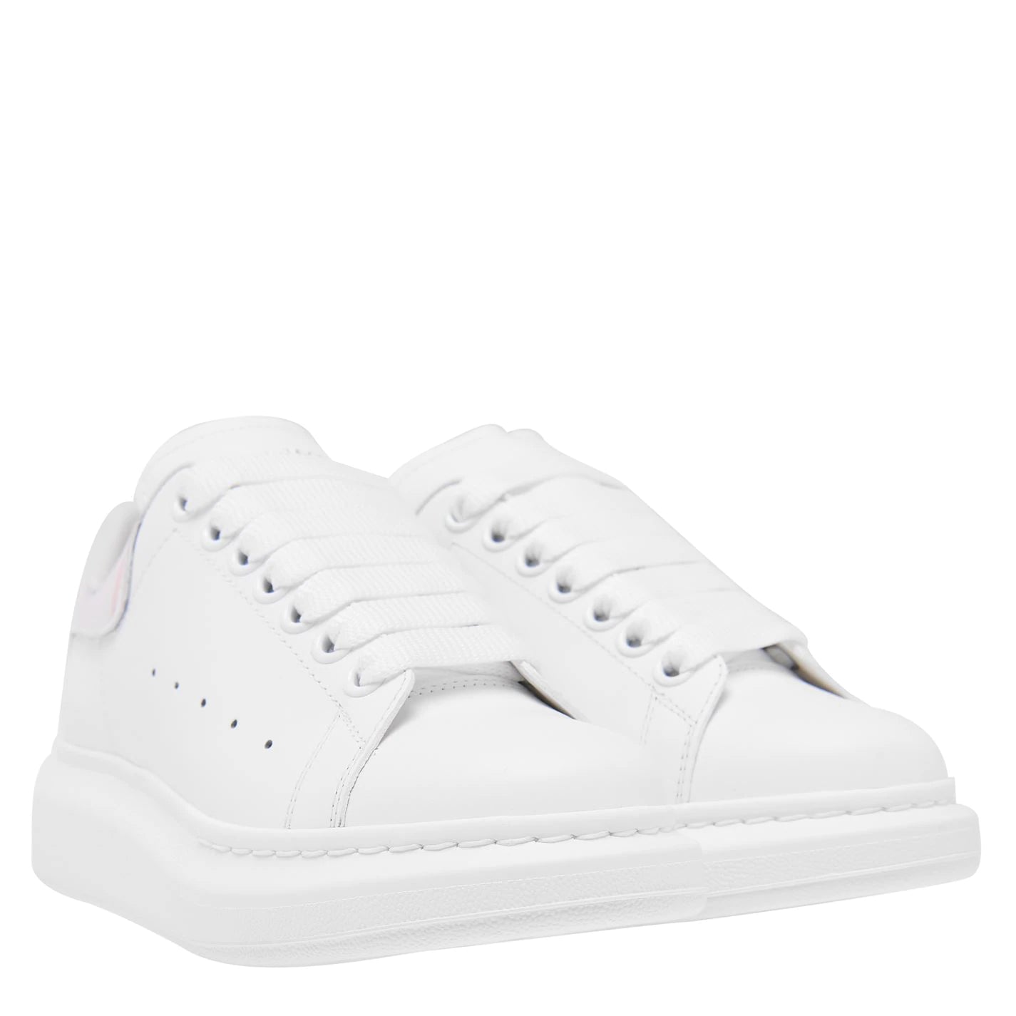 Double Boxed  419.99 Alexander McQueen Oversized White Iridescent Women's Double Boxed