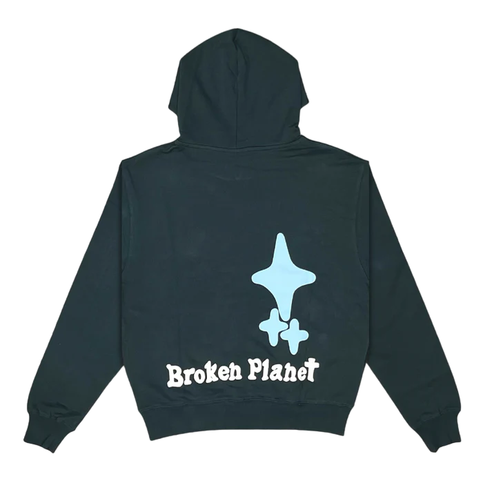 Double Boxed  0.00 Broken Planet 'The Madness Never Ends' Sapphire Hoodie Double Boxed