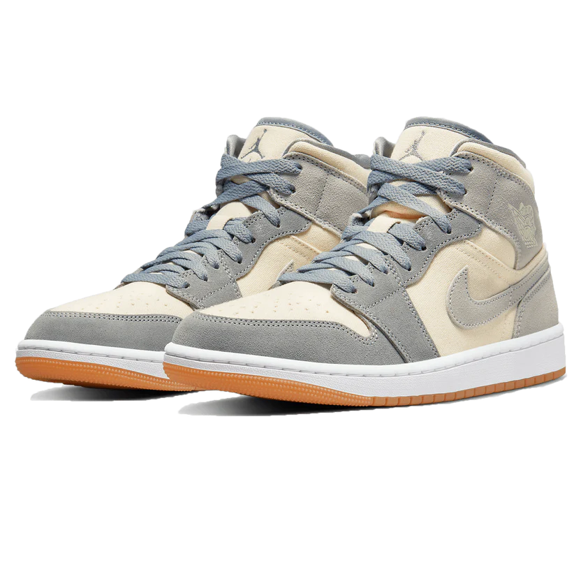 Double Boxed  214.99 Nike Air Jordan 1 Mid Coconut Milk Particle Grey Double Boxed