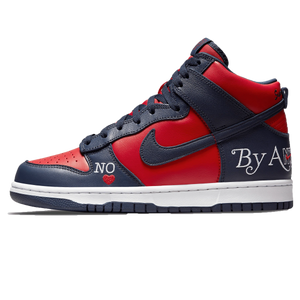 Double Boxed  264.99 Nike SB Dunk High x Supreme By Any Means Red Navy Double Boxed