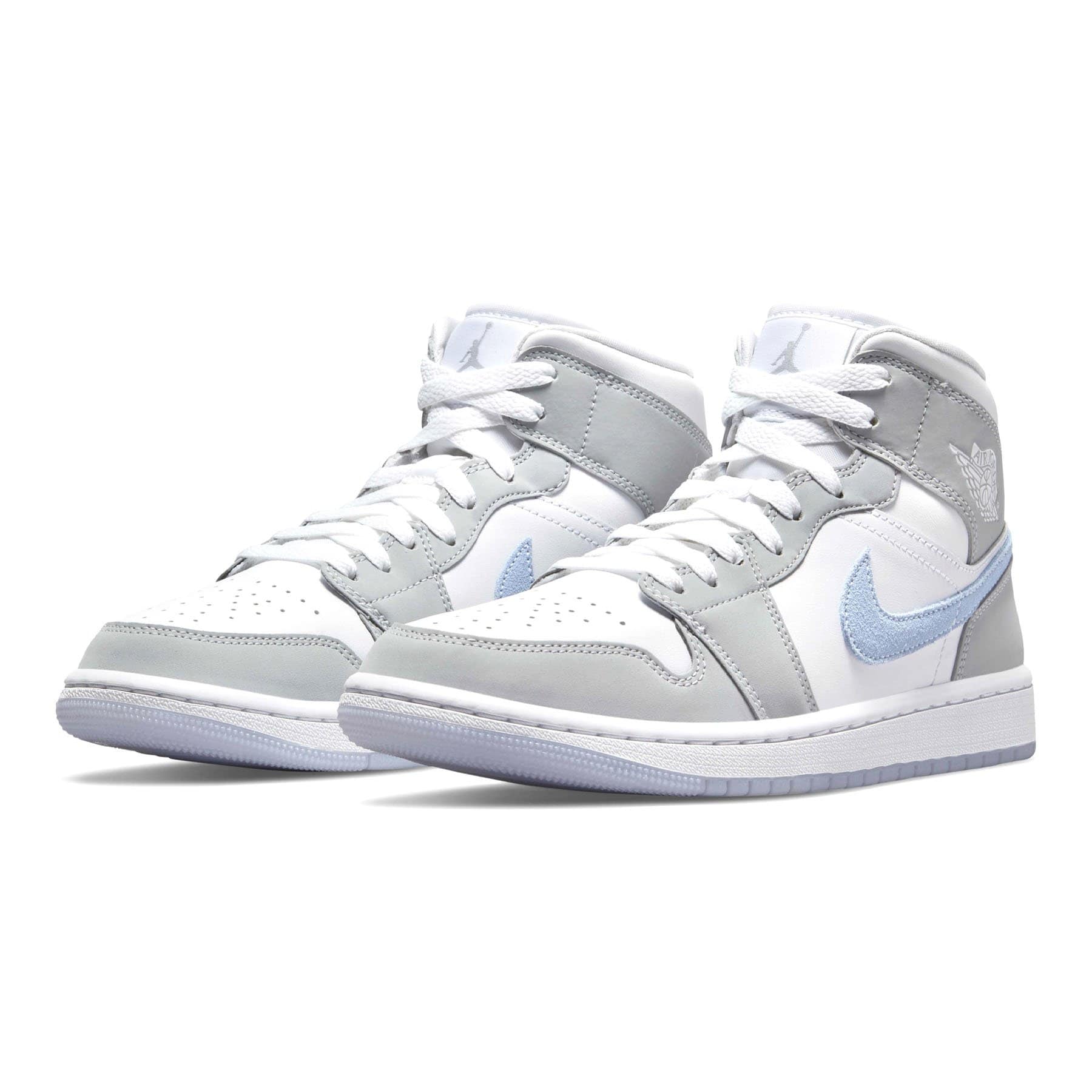 Double Boxed  234.99 Nike Air Jordan 1 Mid Grey Wolf Blue (W) Double Boxed