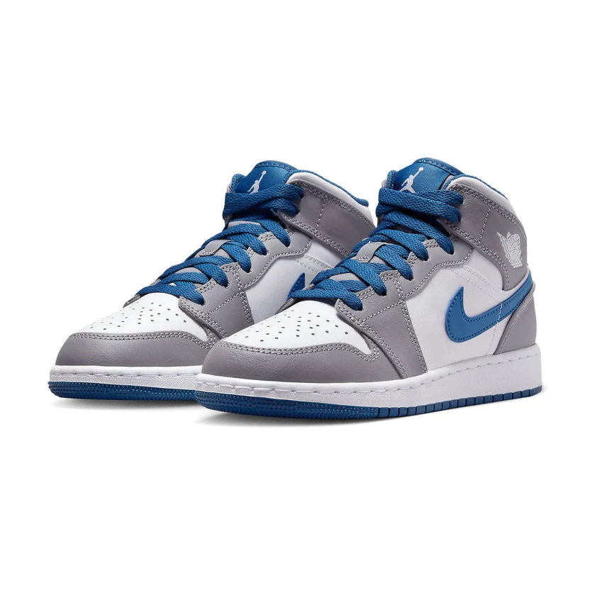 Double Boxed  129.99 Nike Air Jordan 1 Mid Cement True Blue (GS) Double Boxed