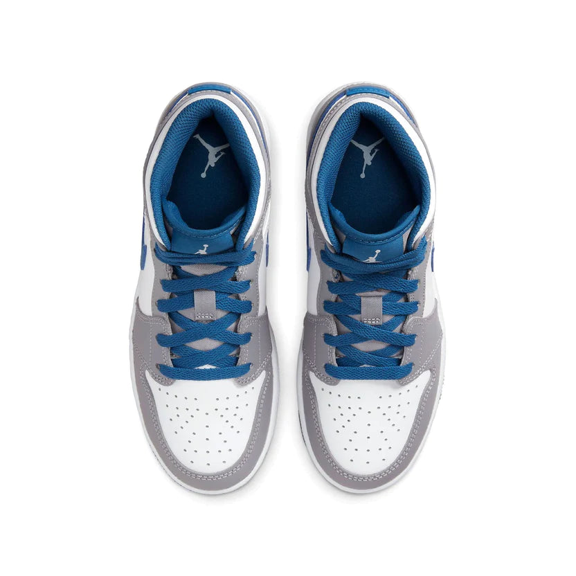 Double Boxed  129.99 Nike Air Jordan 1 Mid Cement True Blue (GS) Double Boxed
