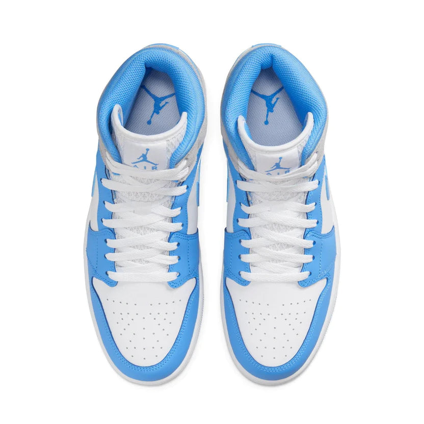 Double Boxed  224.99 Nike Air Jordan 1 Mid University Blue Grey Double Boxed