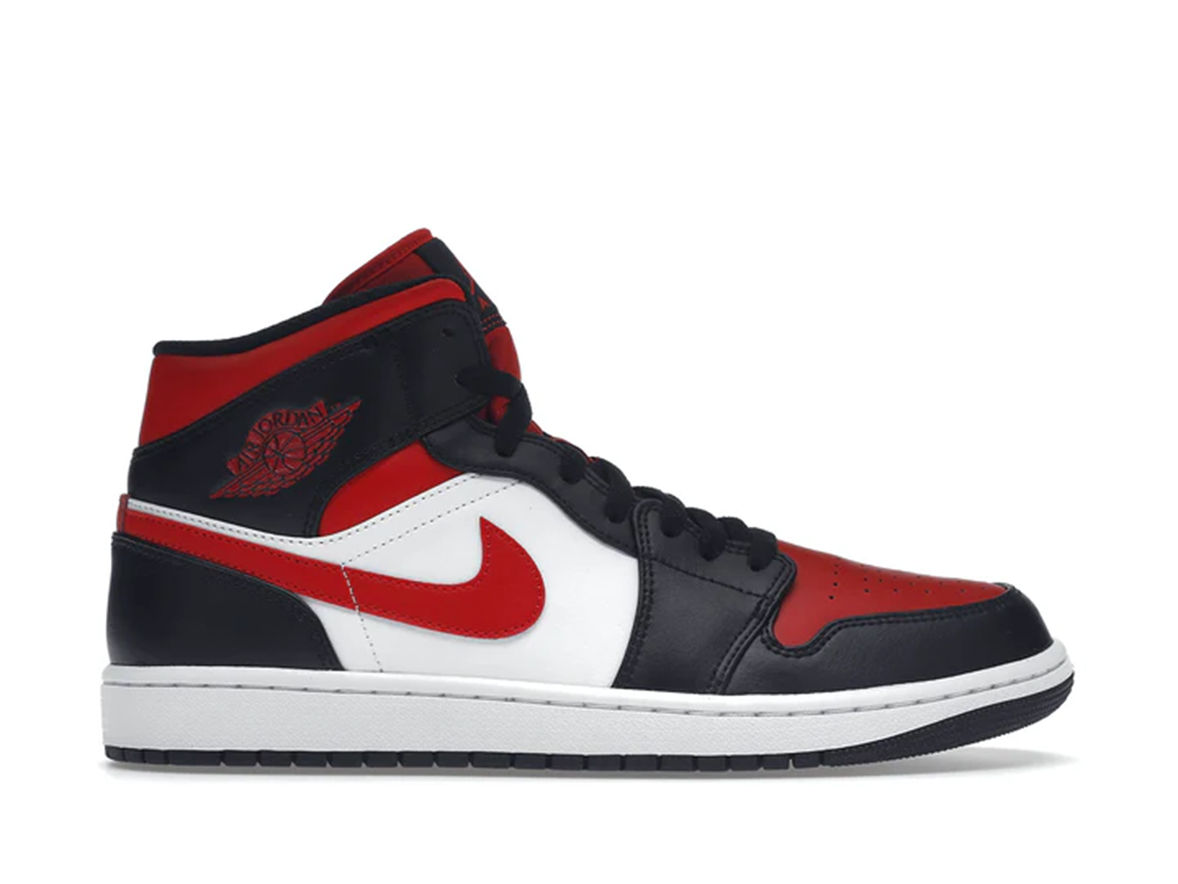 Nike Air Jordan 1 Mid Fire Red Bred Toe White – Double Boxed