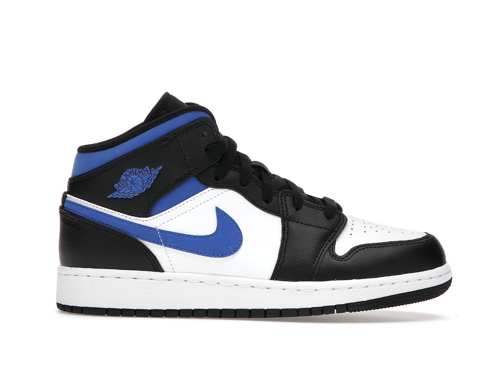 Double Boxed  214.99 Nike Air Jordan 1 Mid White Black Royal Racer Blue (GS) Double Boxed