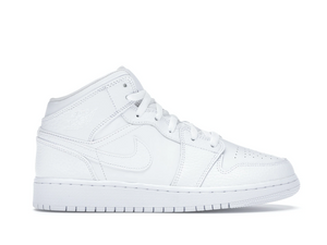 Double Boxed  99.99 Nike Air Jordan 1 Mid Triple White (GS) Double Boxed