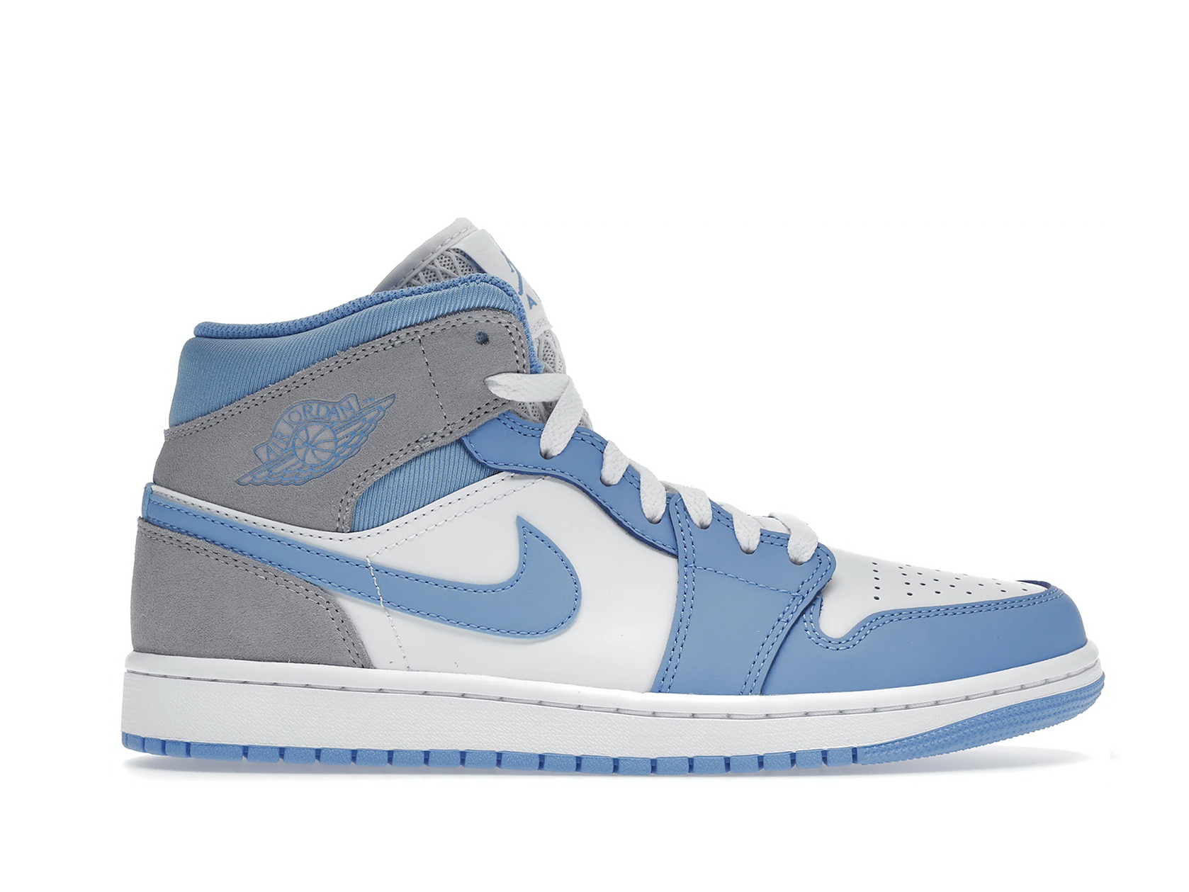 Double Boxed  224.99 Nike Air Jordan 1 Mid University Blue Grey Double Boxed