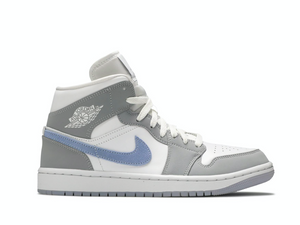 Double Boxed  234.99 Nike Air Jordan 1 Mid Grey Wolf Blue (W) Double Boxed
